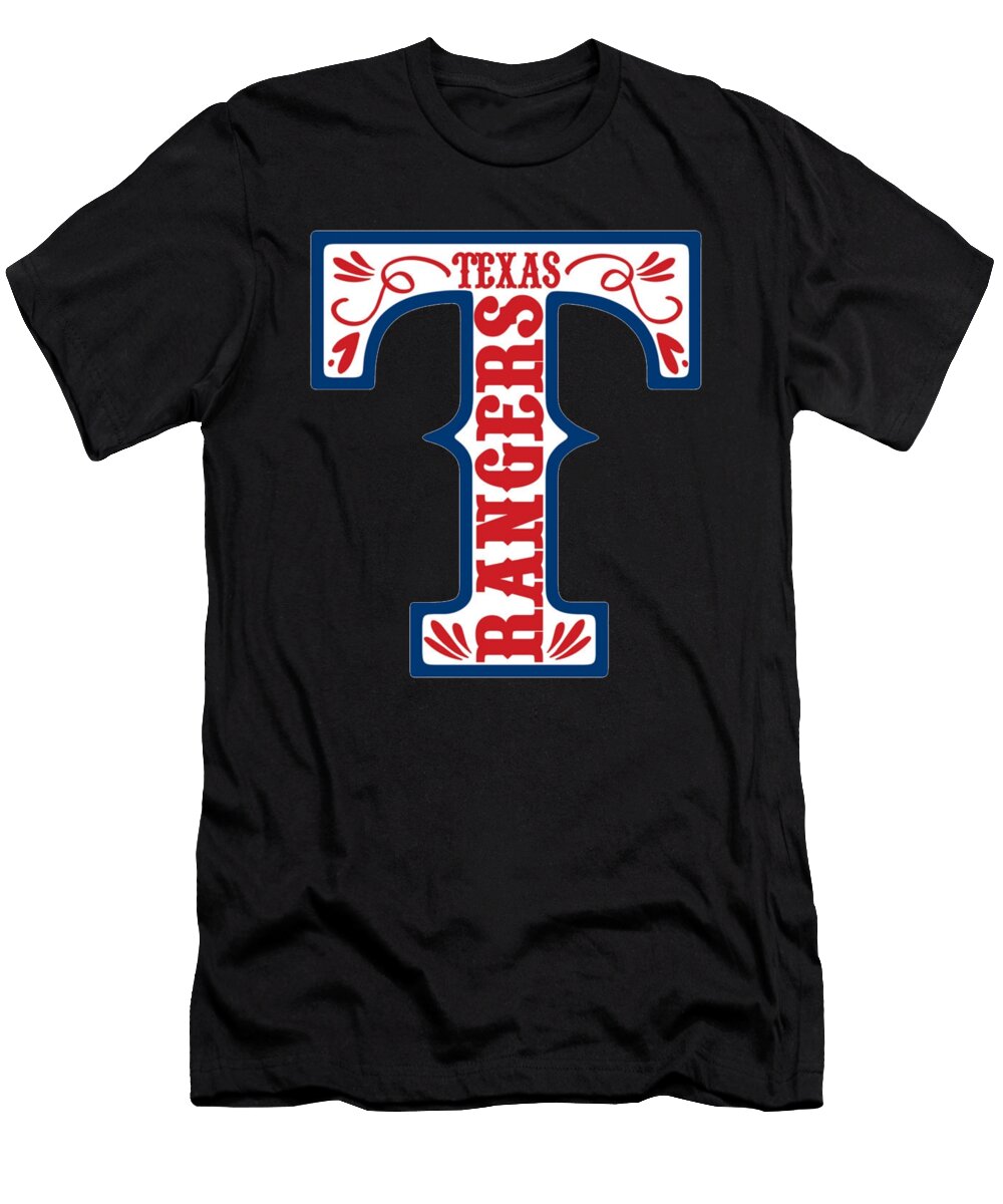 2 Texas Rangers Baseball Team Logo Jaron Kunze T-Shirt