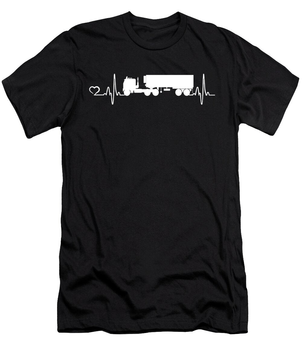 2 Truck Driver Heartbeat Logistics Highway Fun Gift Muc Designs T-Shirt