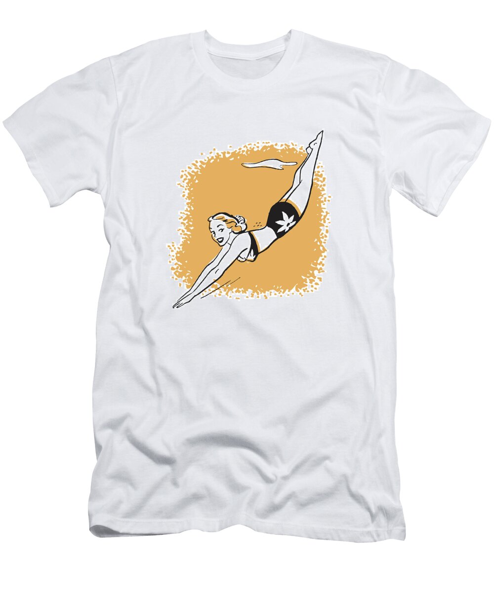 2 Young Woman in Bikini Diving Csa Images T-Shirt