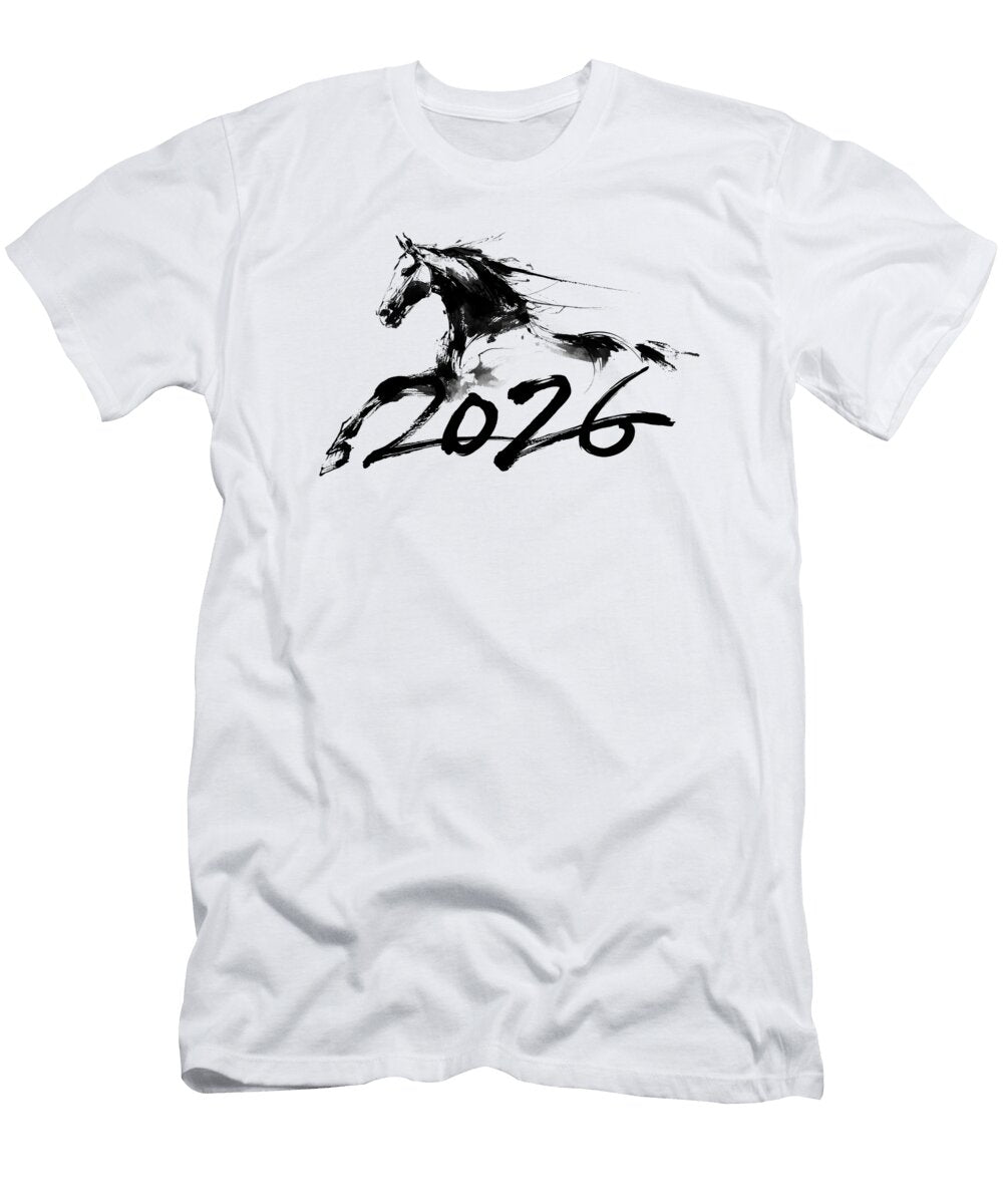 2026 Year of the Horse Black Ink Delphimages Photo Creations T-Shirt
