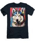 3 a Siberian Husky in the Style of Jean Michel By Asar Studios Celestial Images T-Shirt