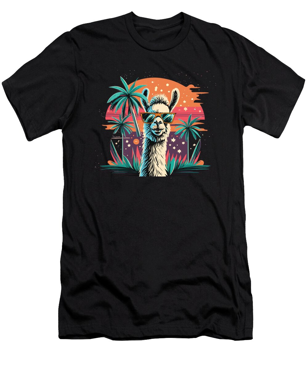 3 Alpaka Retro Sunset Alpaka Sunglasses Alpacas Steven Zimmer T-Shirt