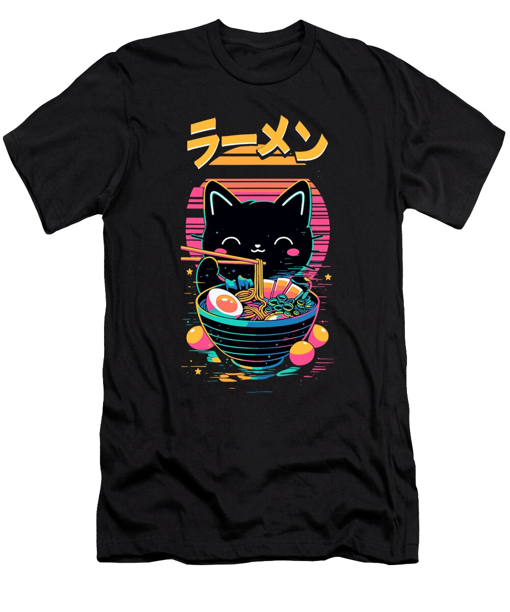 3 Anime Cat Eating Ramen Japanese Ramen Cat Japan Zyneu Gangd T-Shirt