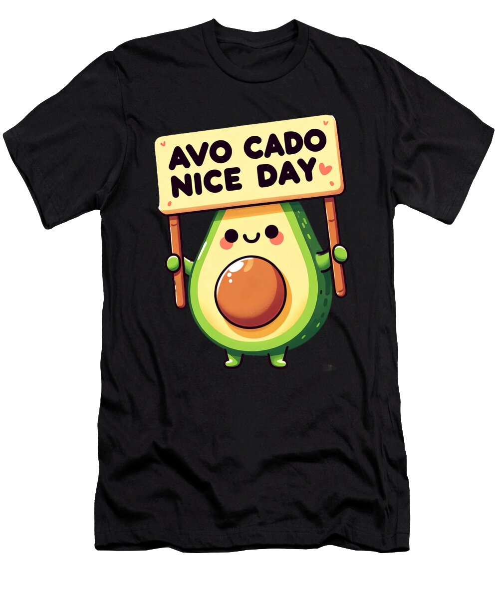 3 Avo Nice Day I Funny Vegan Cartoon Avocado Maximus Designs T-Shirt