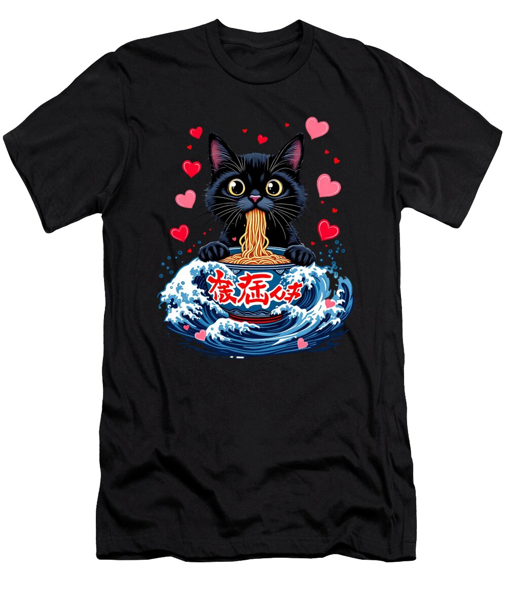 3 Cat Ramen Kawaii Japanese Inspired Art Maximilian Klein T-Shirt