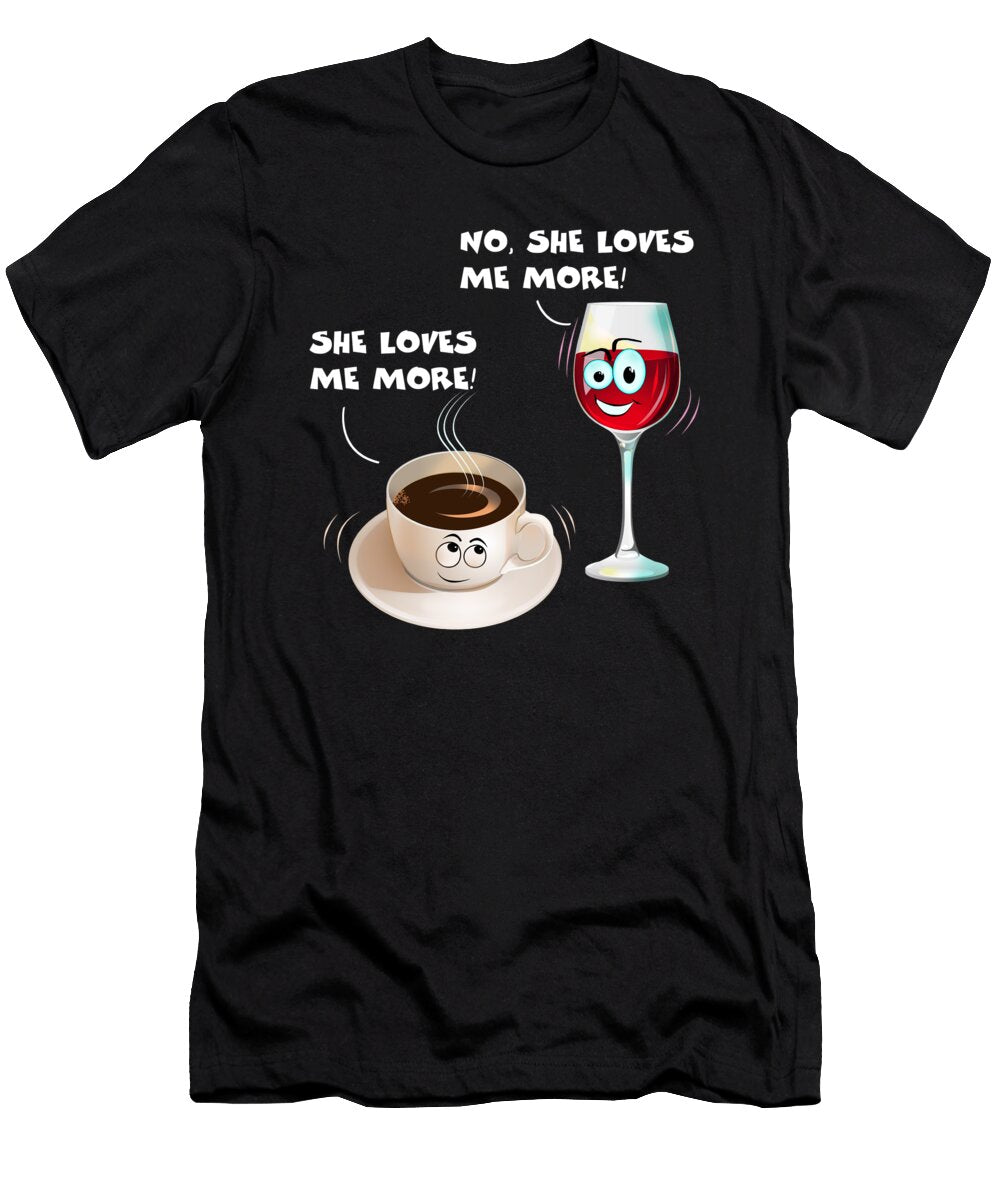 3 Funny Coffee Shop Wine Glass Vineyard Barista Gift Muc Designs T-Shirt