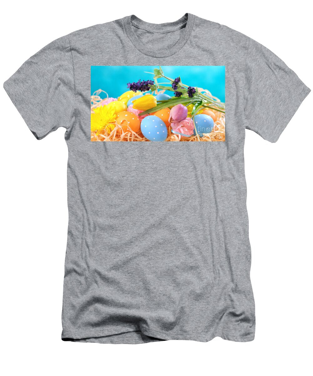 3 Happy Easter Ornaments Eggs and Spring Flowers Milleflore Images T-Shirt