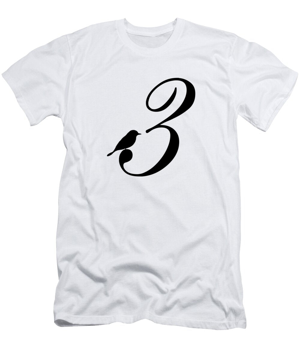 3 in Black Bird and Script Custom Home Fashions T-Shirt