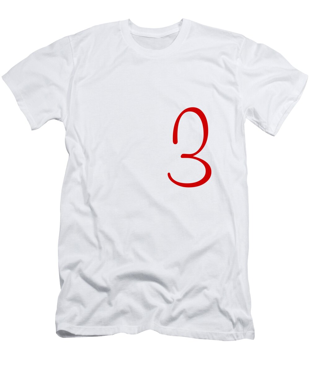 3 in Red Simple Script Custom Home Fashions T-Shirt