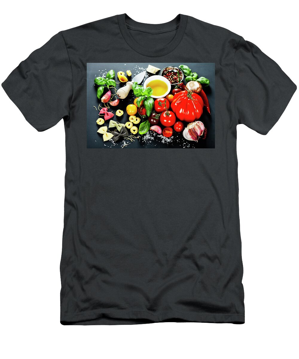 3 Italian Ingredients Pasta Vegetables Spices Cheese Natalia Klenova T-Shirt