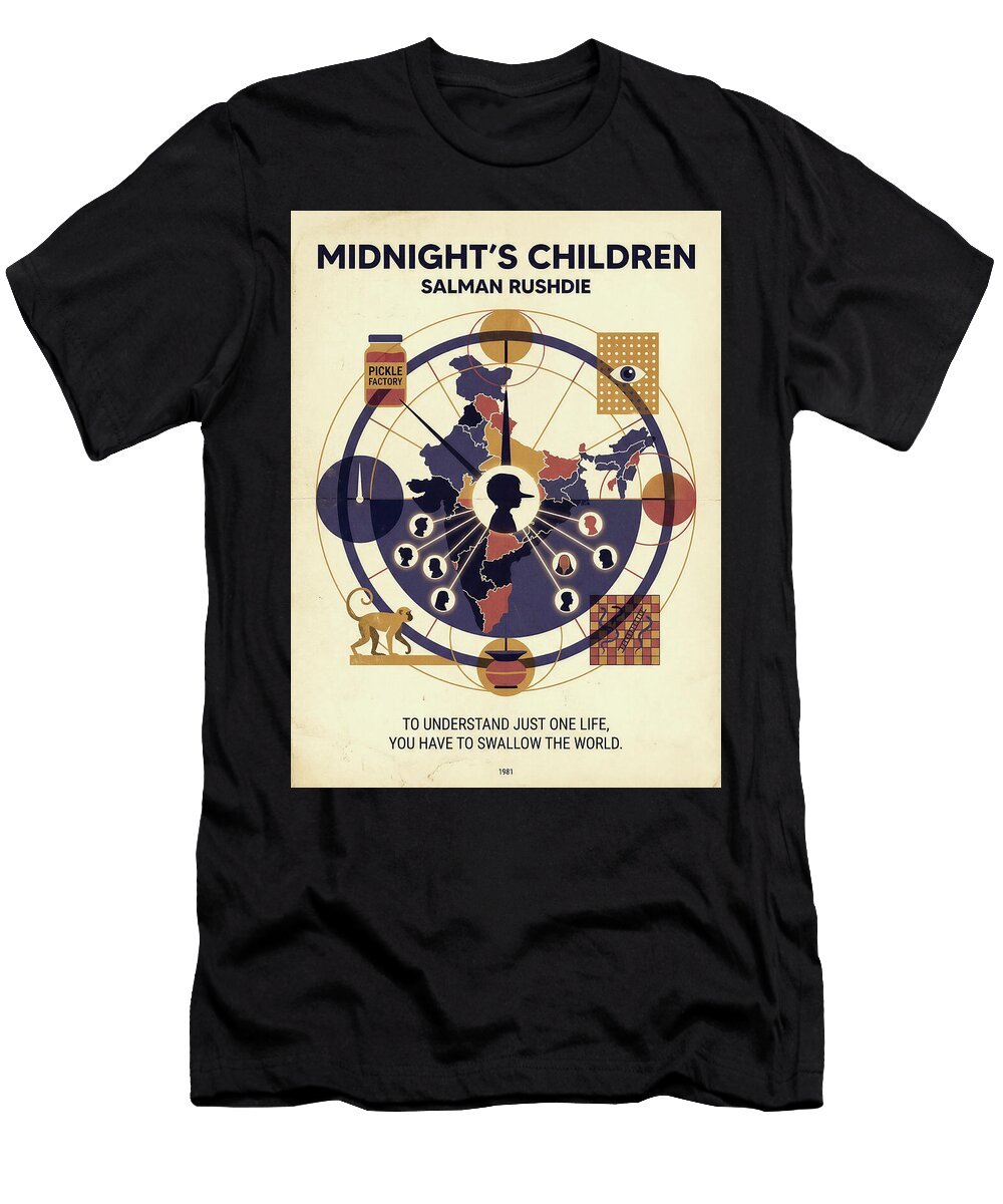 3 Midnights Children Minimal Book Poster Retro Book Cover Vintage Bauhaus 1981 Sampadart Gallery T-Shirt