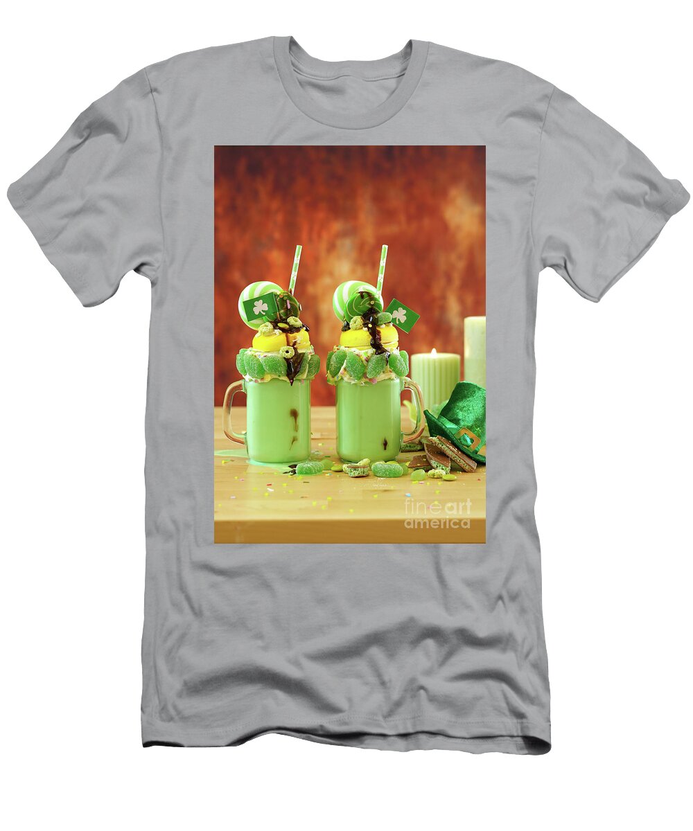 3 St Patricks Day on Trend Holiday Freak Shakes with Candy and Lollipops Milleflore Images T-Shirt