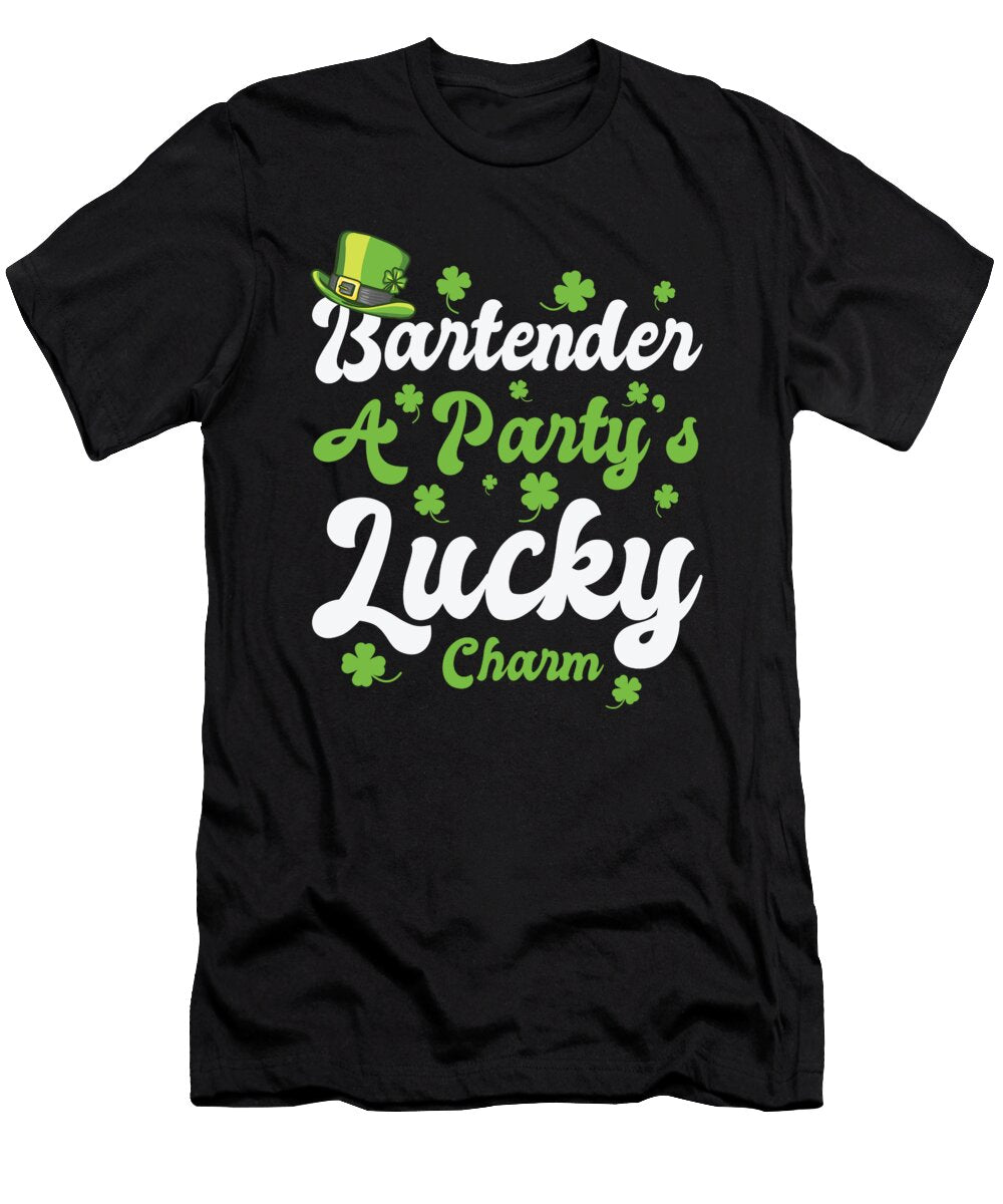 3 St Patricks Day Shamrock Clover Bartender Lucky Charm Toms Store T-Shirt