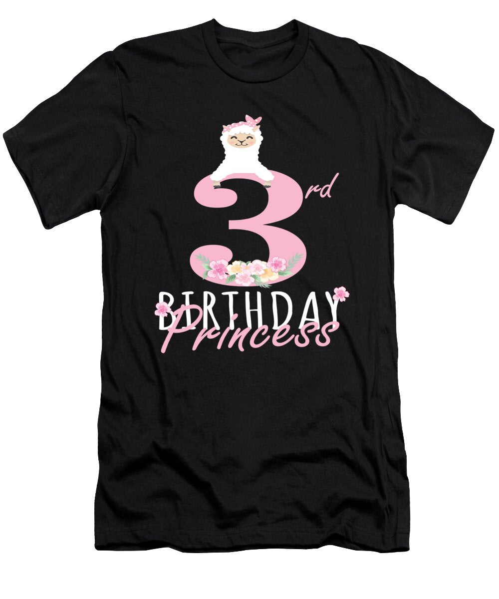 3rd Birthday Princess Llama Girl Llamazing 3 Years Old Party Graphic Art Grabitees T-Shirt