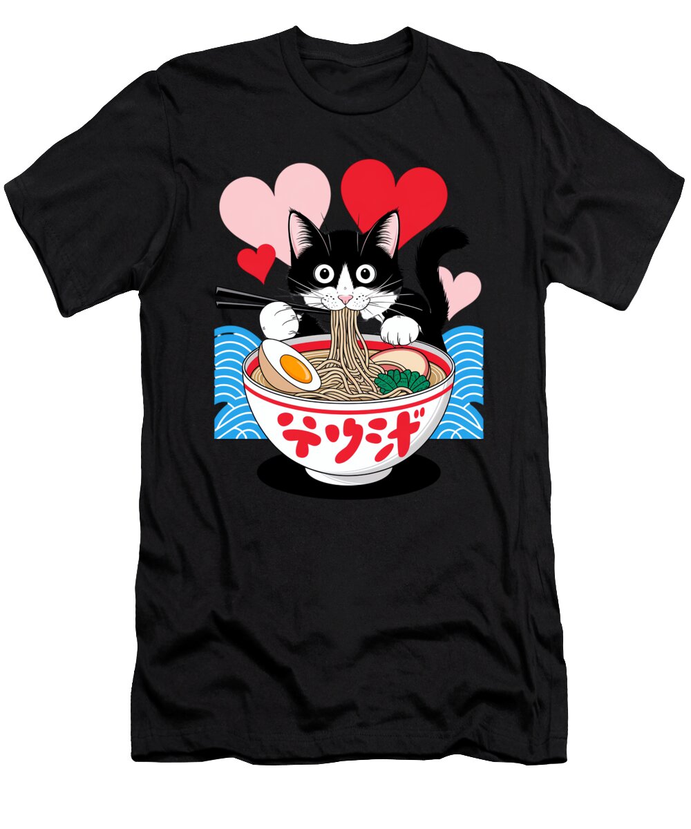 4 Cat Ramen Kawaii Japanese Inspired Art Maximilian Klein T-Shirt