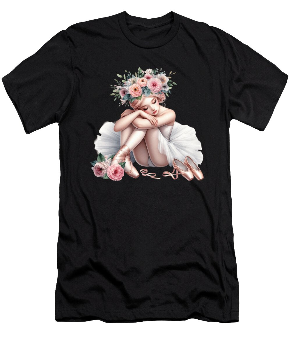 4 Floral Ballerina Girl Dancing Ballet Watercolor Heidi Joyce T-Shirt