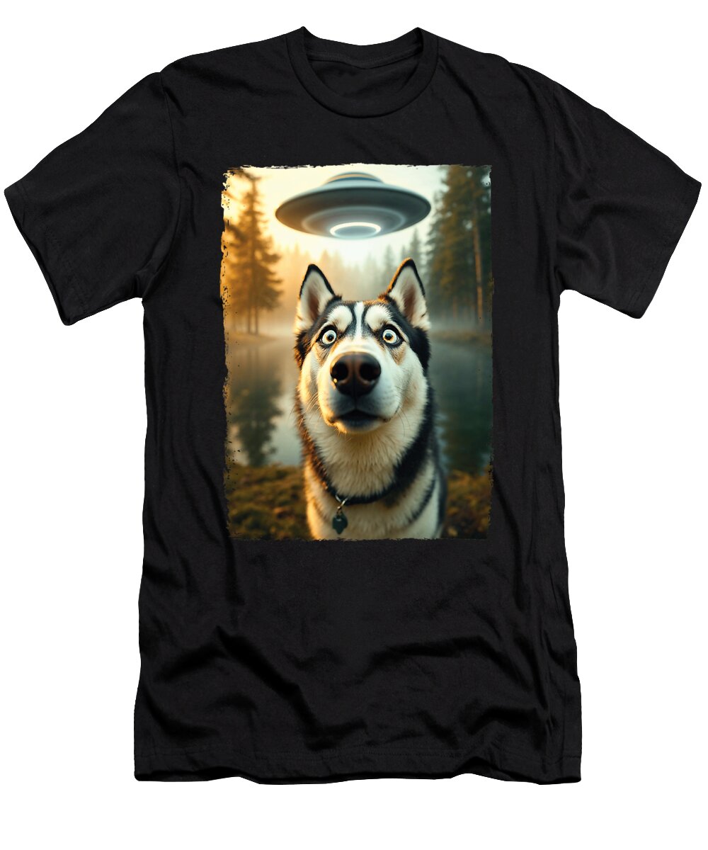 4 Funny Husky Ufo Encounter Hilarious Husky Dog Zyneu Gangd T-Shirt