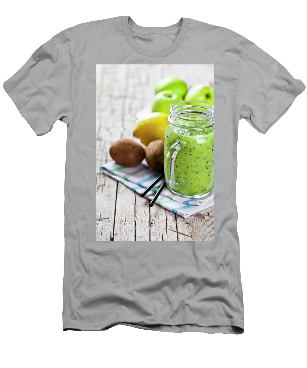 4 Green Smoothie with Kiwi Apple Lemon and Chia Seeds Healthy F Liss Art Studio T-Shirt