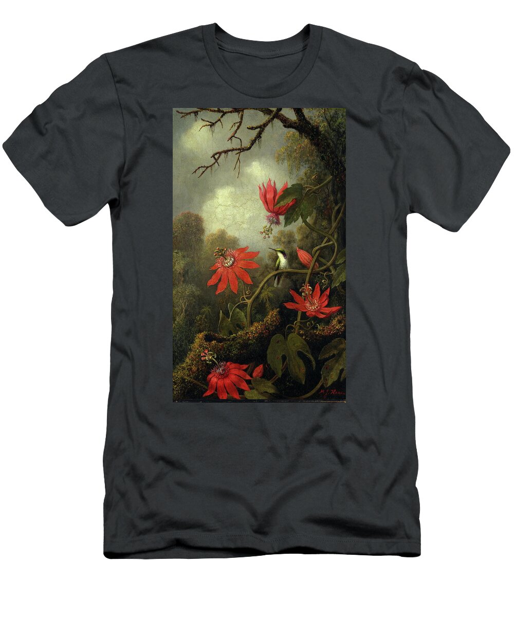4 Hummingbird and Passionflowers Martin Johnson Heade T-Shirt