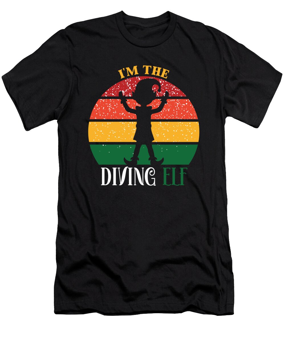 4 Im the Diving Elf Matching Christmas Vintage and Words T-Shirt