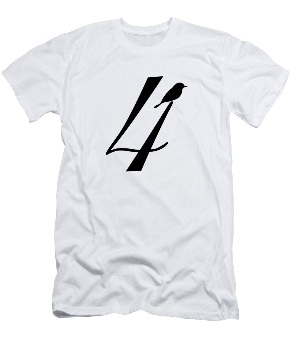 4 in Black Bird and Script Custom Home Fashions T-Shirt
