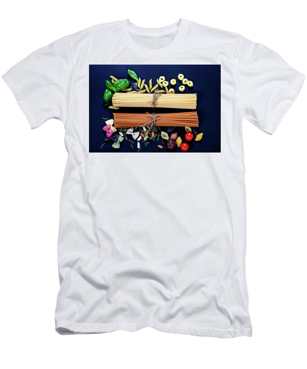 4 Italian Ingredients Pasta Vegetables Spices Cheese Natalia Klenova T-Shirt