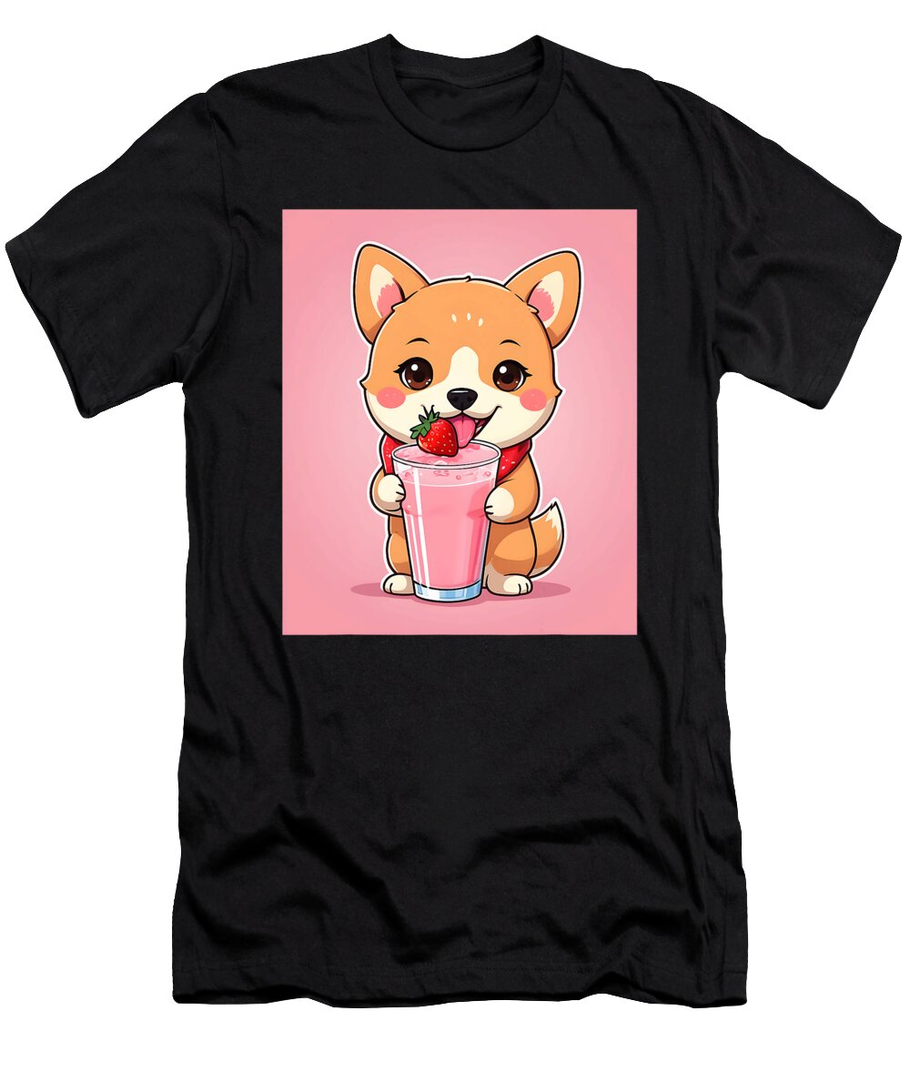 4 Kawaii Dog Shiba Inu Strawberry Milk Stuff Print Zyneu Gangd T-Shirt