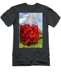 5 Delicious Fresh Ripe Raspberries in Glass Jar on a Grass Backgro Jacek Dudzinski T-Shirt