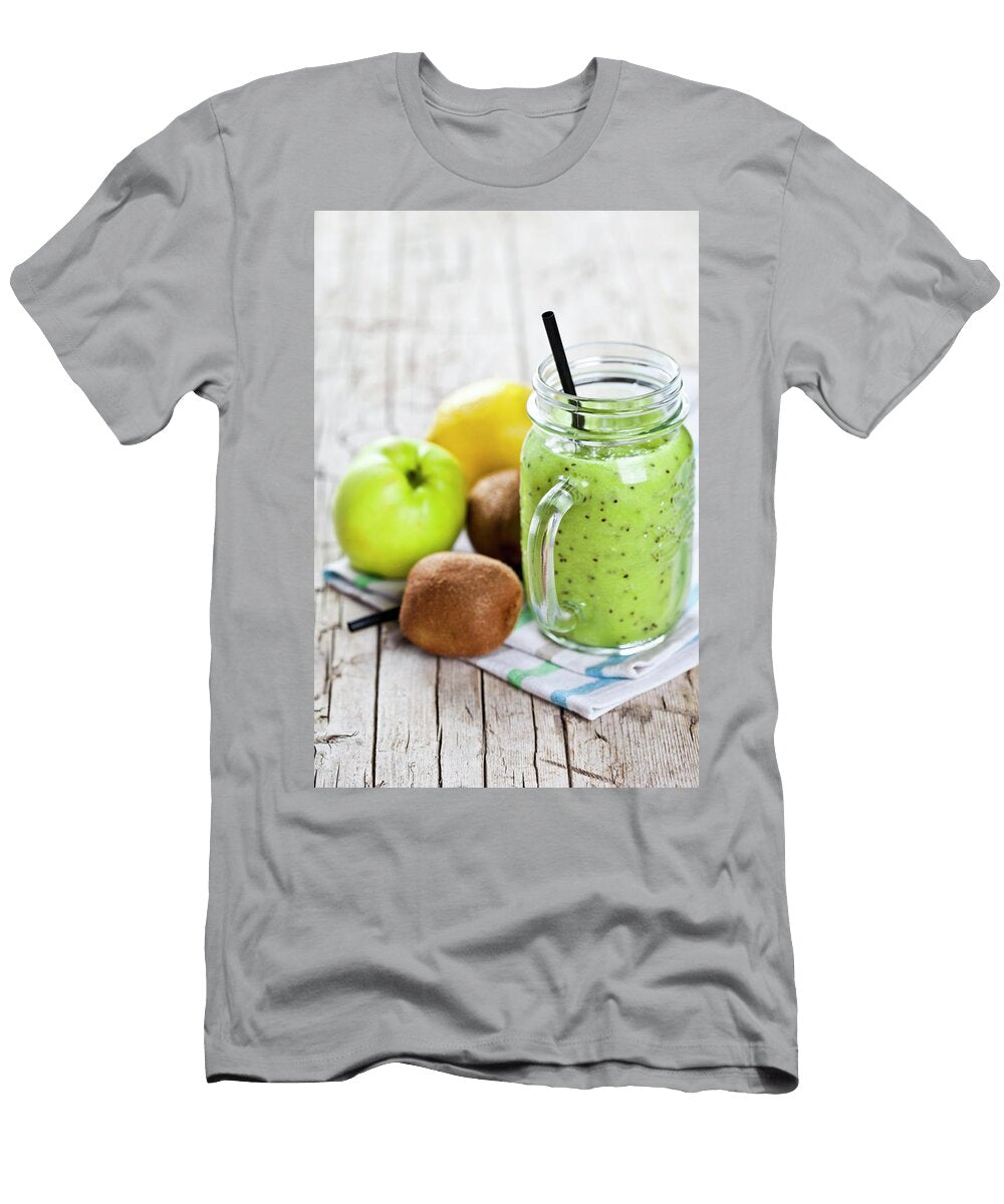 5 Green Smoothie with Kiwi Apple Lemon and Chia Seeds Healthy F Liss Art Studio T-Shirt