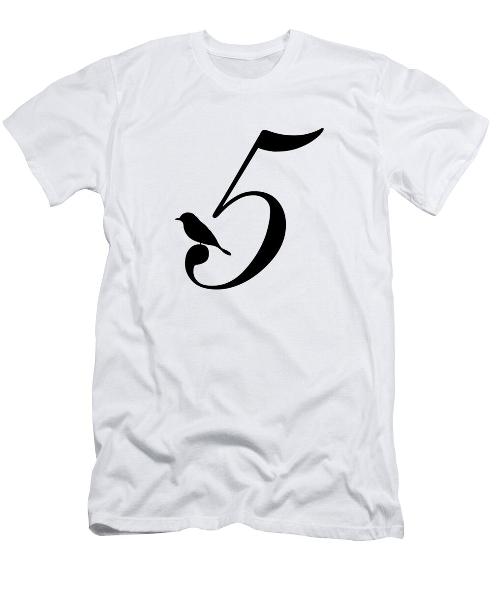 5 in Black Bird and Script Custom Home Fashions T-Shirt