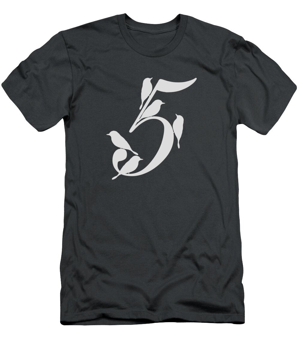5 in Light Gray Birds and Script Custom Home Fashions T-Shirt