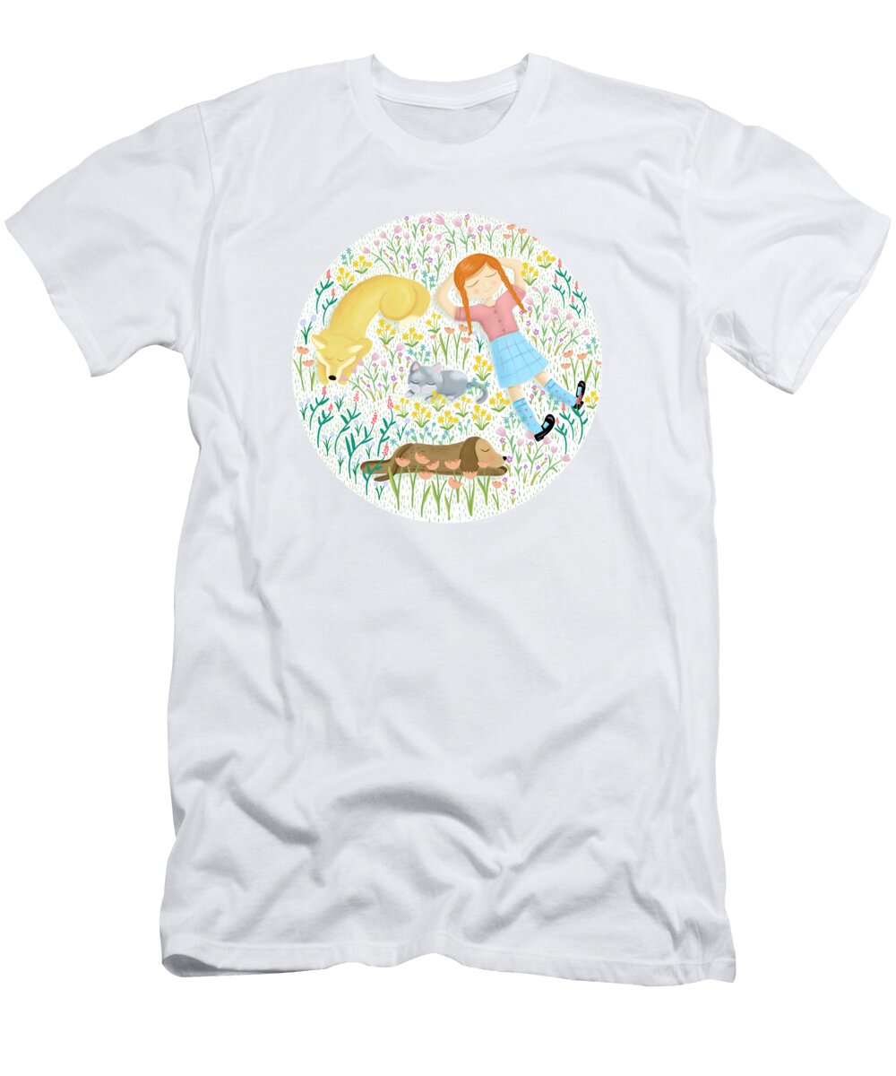 5 Summer Afternoon with Dogs Cats and Clouds Little Bunny Sunshine T-Shirt