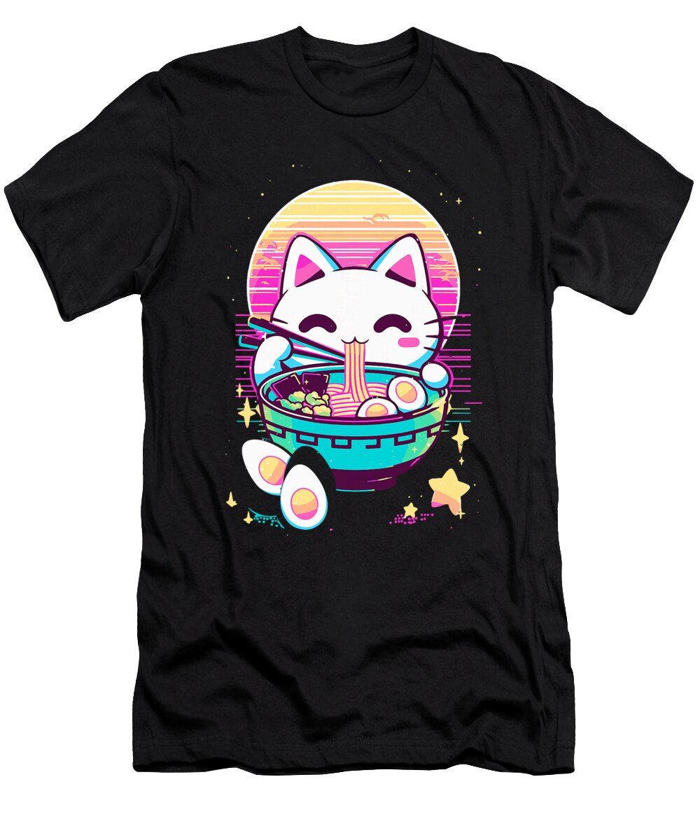 6 Anime Cat Eating Ramen Japanese Ramen Cat Japan Zyneu Gangd T-Shirt