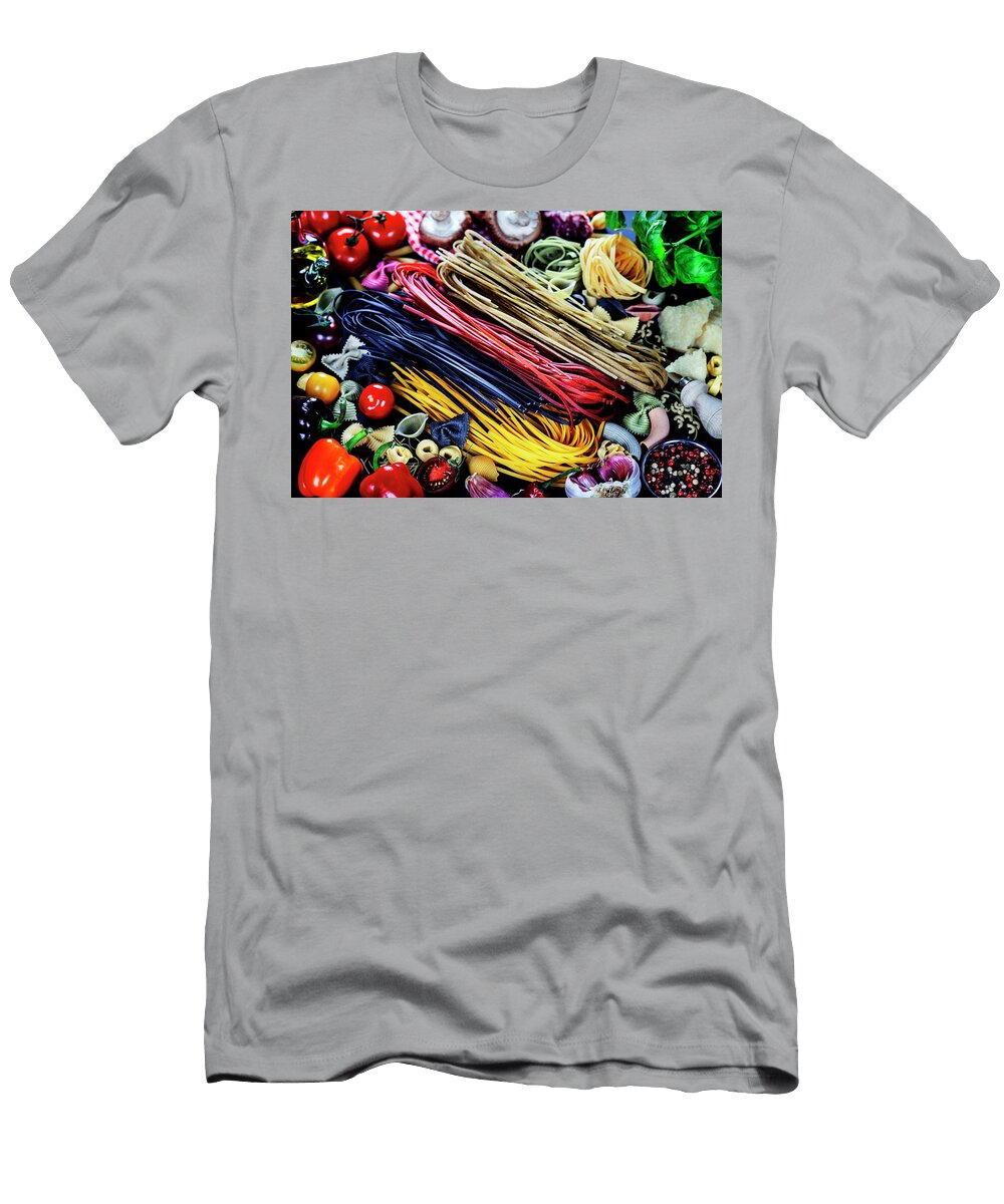 6 Italian Ingredients Pasta Vegetables Spices Cheese Natalia Klenova T-Shirt