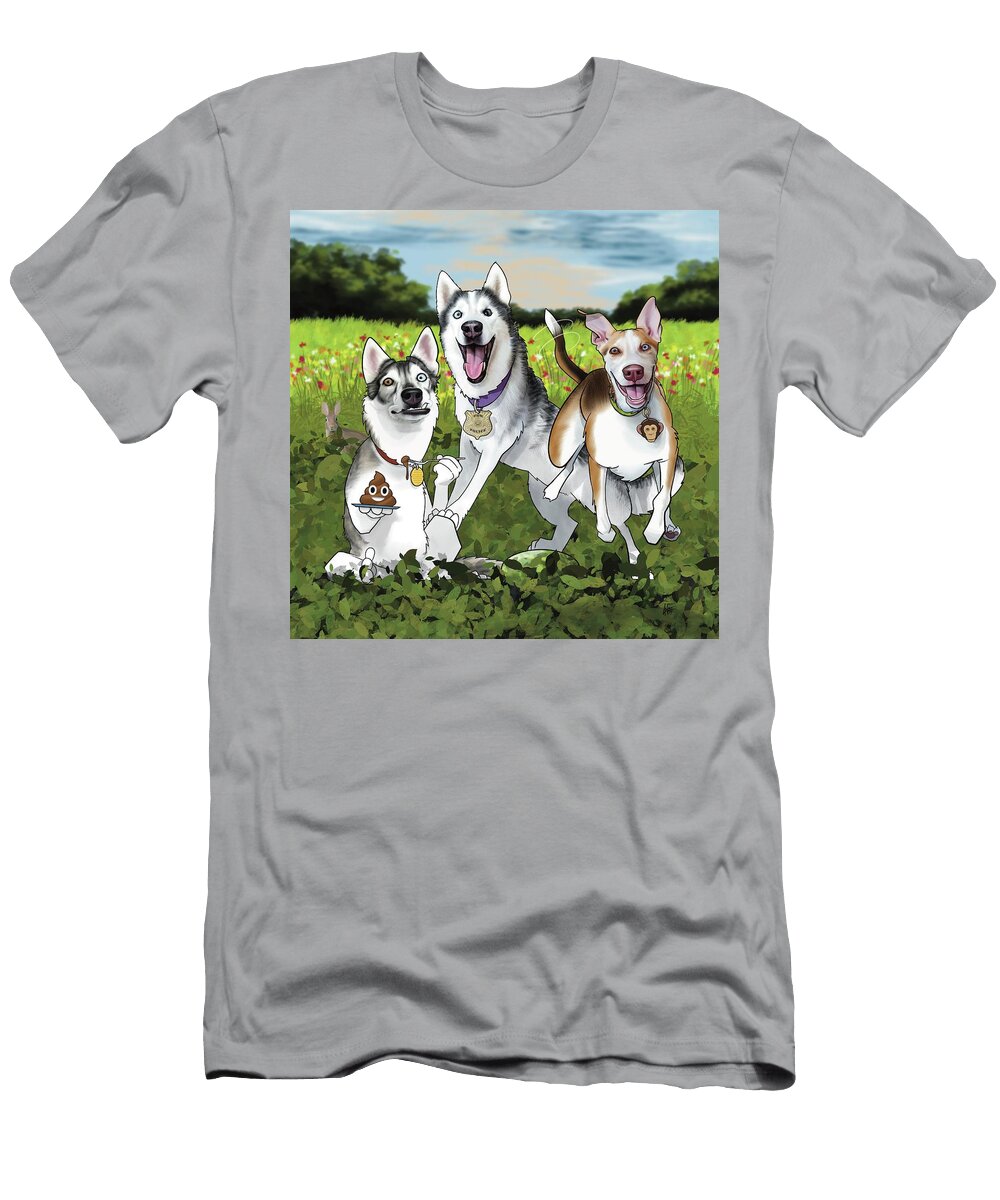 6493 Kobayashi Canine Caricatures By John Lafree T-Shirt