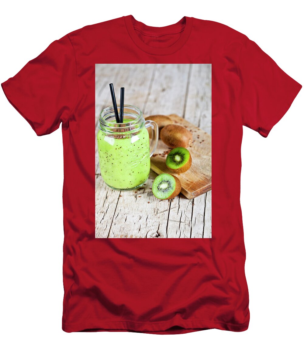 7 Green Smoothie with Kiwi Apple Lemon and Linen Seeds Healthy Liss Art Studio T-Shirt