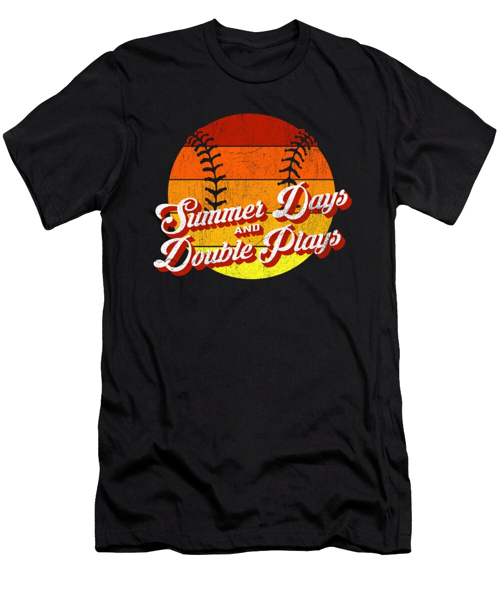 70s Style Retro Baseball Summer Days and Double Plays Design Graphic Deluxe Chimp T-Shirt