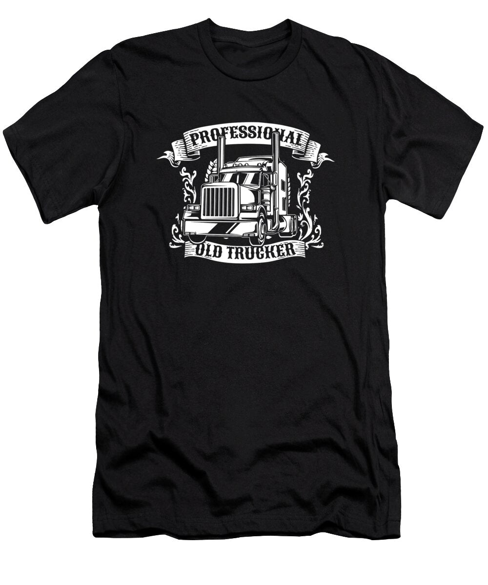 8 Truck Driver Rig Trucking Old Man Trucker Crazy Squirrel T-Shirt