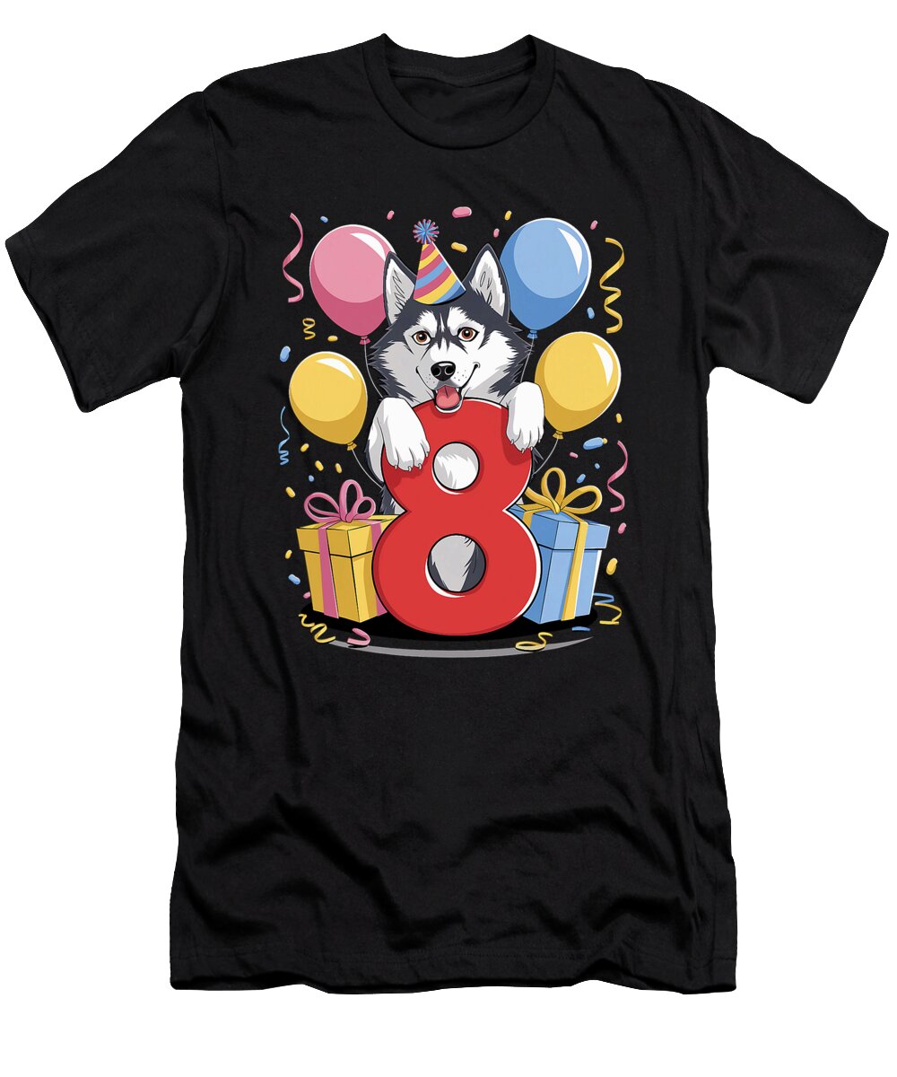 8th Birthday Boy Girl 8 Years Old Eight Siberian Sophie Eleanor T-Shirt