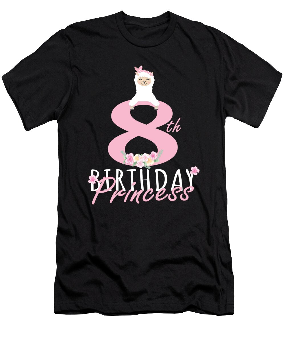 8th Birthday Princess Llama Girl Llamazing 8 Years Old Party Print Art Grabitees T-Shirt