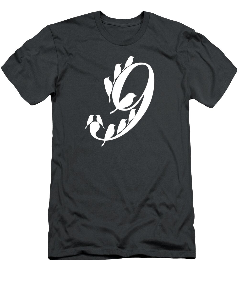 9 in White Birds and Script Custom Home Fashions T-Shirt