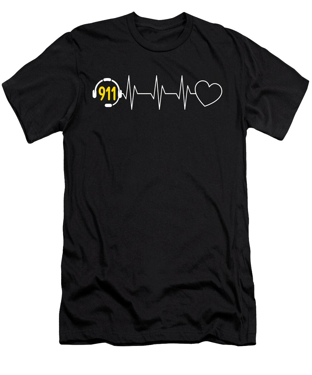 911 Dispatcher 911 Heartbeat First Aid Paramedic Tshirtconcepts Marvin Poppe T-Shirt