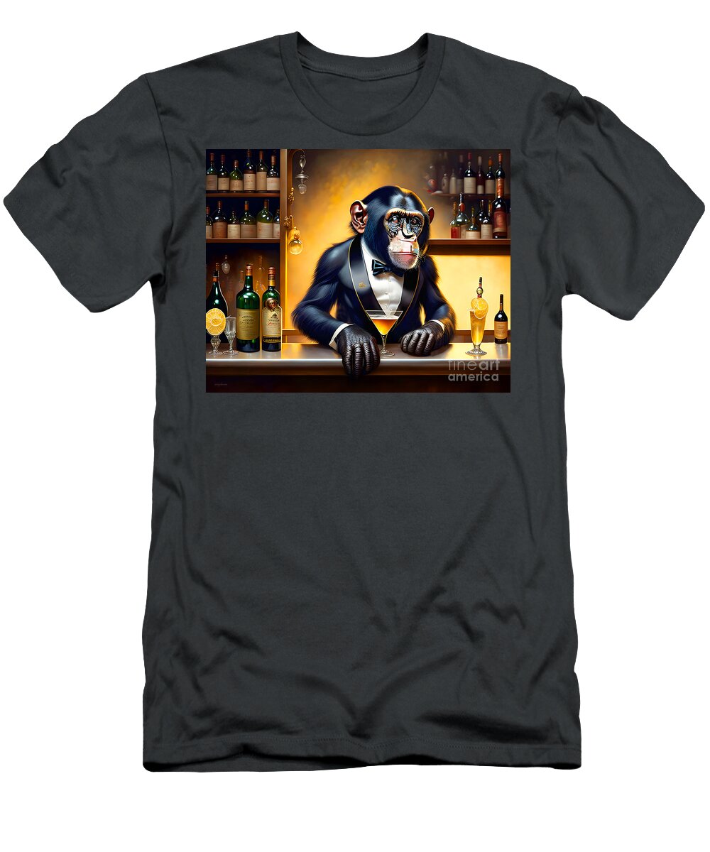 A Chimpanzee Walks Into a Bar V2 20230202c Wingsdomain Art and Photography T-Shirt