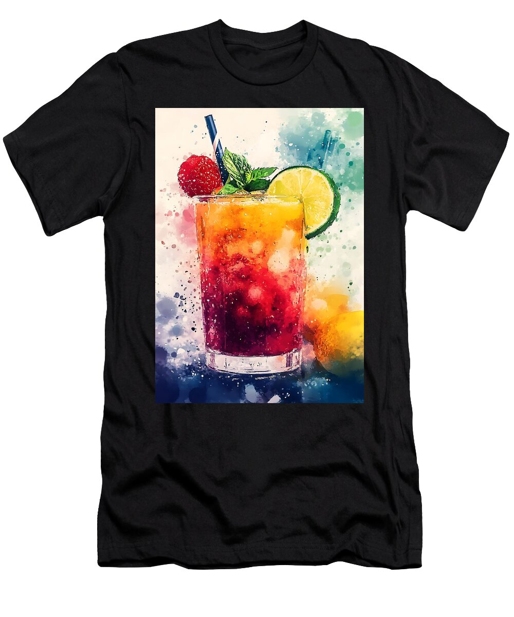 A Close Up of a Refreshing Fruit Smoothie Flora Brown T-Shirt