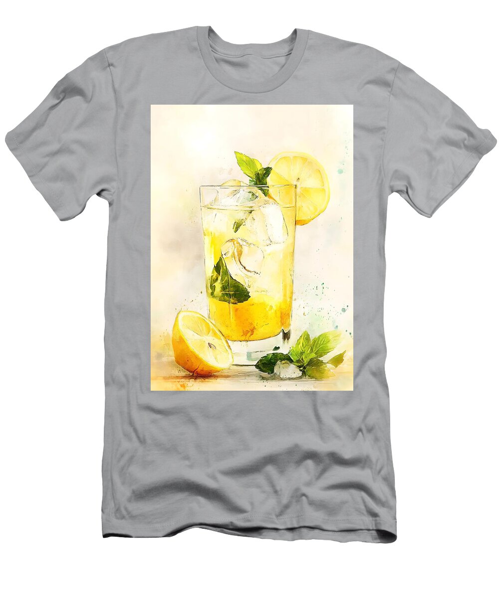 A Close Up of a Refreshing Lemonade with Ice Flora Brown T-Shirt