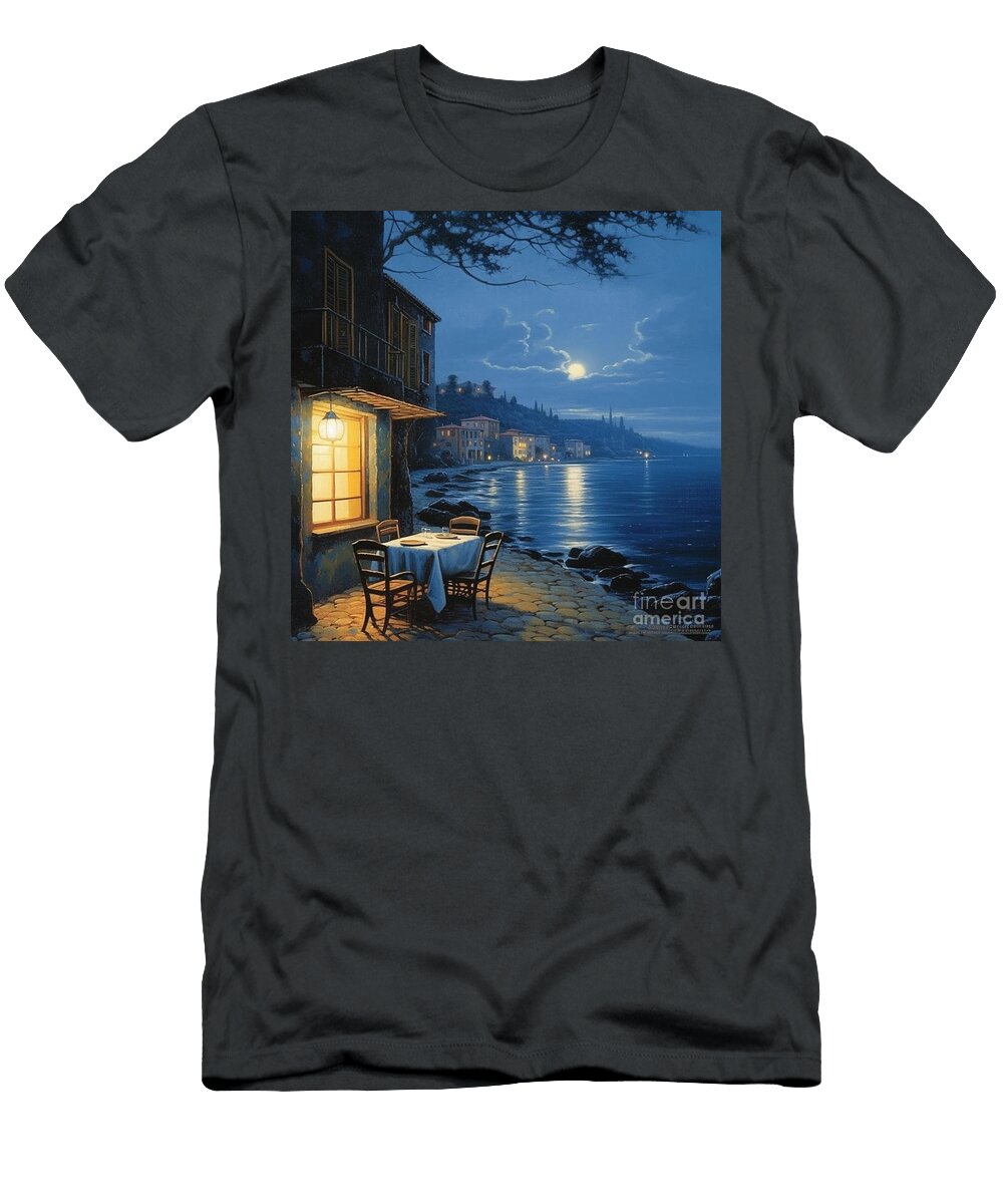 A Cool Night At the Italian Coast Vincent Vango a F Beb E Fcbdd By Asar Studios Artistic Rifki T-Shirt