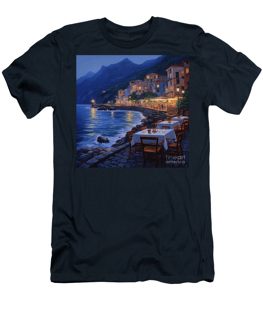 A Cool Night At the Italian Coast Vincent Vango B E Abc Adfeac By Asar Studios Artistic Rifki T-Shirt