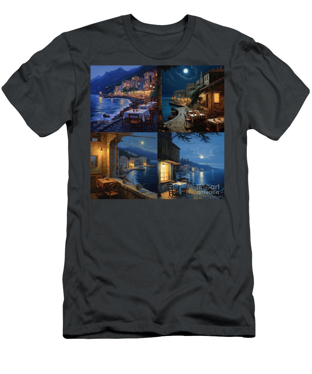 A Cool Night At the Italian Coast Vincent Vango Eeb a E Deeded By Asar Studios Artistic Rifki T-Shirt