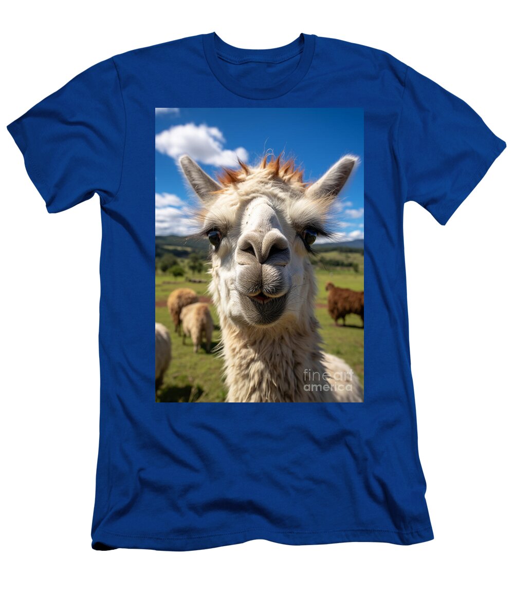 A Funny Looking Llama in the Style of National Fe Dd Ed By Asar Studios Artistic Rifki T-Shirt