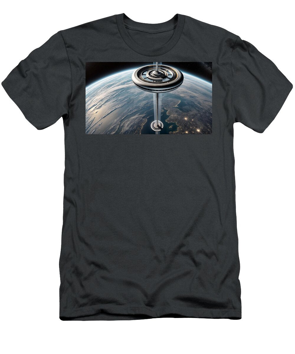 A Futuristic Space Elevator Mango Art T-Shirt